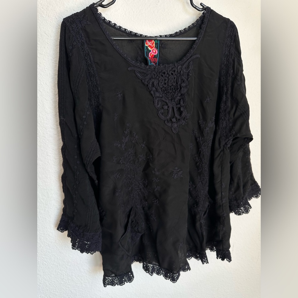 Johnny Was Embroidered Crochet-Trim floral Tunic Dress XL bohemian - Picture 3 of 13